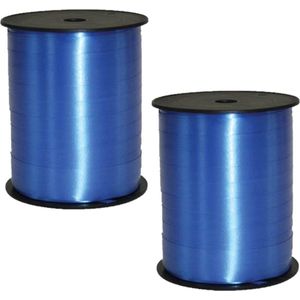 2x rollen cadeaulint/sierlint in de kleur blauw 5 mm x 500 meter - Krul linten voor bloemen/ballonnen