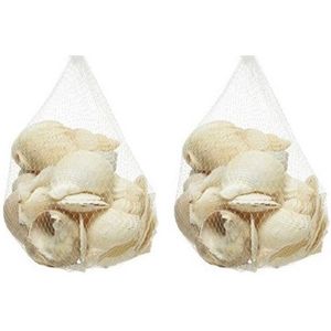 2x zakjes decoratie/hobby witte schelpen 350 gram - Echte schelpjes - Maritiem/zee/strand thema
