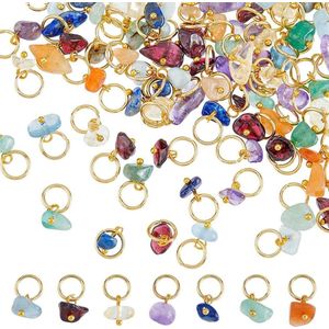 Natuursteen Hangers Gemengde Edelsteen Bedels Met Rvs Jump Ring Dangle Charms Voor Oorbel Ketting Armband Sieraden Maken 14mm