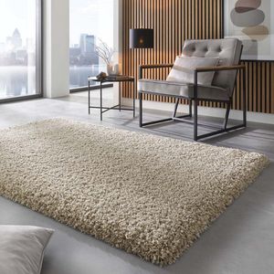 Hoogpolig vloerkleed Gemêleerd - Shaggy Prime wit/beige 200x290 cm