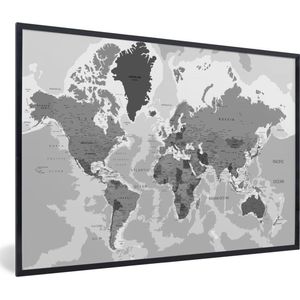 Fotolijst incl. Poster - Wereldkaart - Kleuren - Letters - Kinderen - Jongens - Meisjes - 120x80 cm - Posterlijst