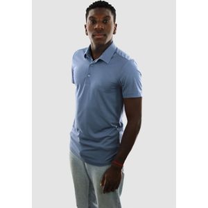 Vercate - Heren Polo Korte Mouw - Strijkvrij Poloshirt - Blauw - Slim Fit - Tencel - Maat S