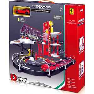 Race & Play garage speelset met 3 verdiepingen + 1 Ferrari F12 1:43 rood