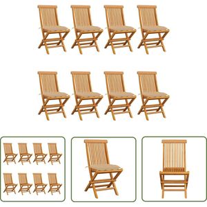 The Living Store Tuinstoelen - Houten inklapbaar - 47 x 60 x 89 cm - Duurzaam teakhout Tuinstoel - Teak Hout - Buitenkamer - Terrasstoel - Lounge Set - Eetkamerset - Tuinset - Balkon