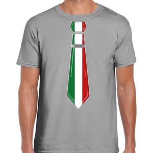 Bellatio Decorations Verkleed shirt voor heren - stropdas Italie - grijs - supporter - themafeest XL