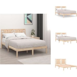 vidaXL Bedframe - Klassiek houten bedframe - 205.5 x 206 x 100 cm - Massief grenenhout - Voor matras van 200x200 cm - Bed