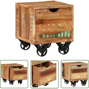 The Living Store Bijzettafel 40x40x45 cm massief gerecycled hout - Bijzettafel - Industrieel Design - Houten Kast - Vintage Meubilair - Recycled Wood Furniture