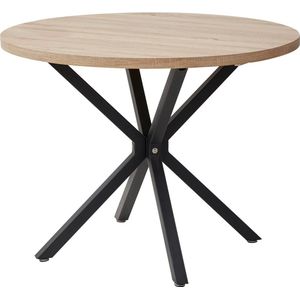 Rakmishop - Ronde Eettafel 100 cm - Industriele Stijl - Ronde Eettafel - Eettafel - Eettafel Rond - Woonkamer - Keuken - Lichtbruin