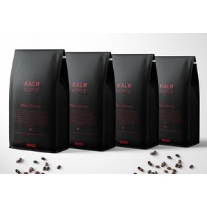 Kalo Koffie - 4-Pack Milano Espresso- Exclusieve koffie - Vers gebrand - 100% Arabica Koffiebonen - (4x1kg)
