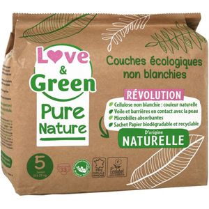 Love & Green Pure Nature Ecologische Luier 33 Luiers Maat 5 Junior (11 tot 25 kg)