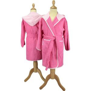 ARTG® Boyzz & Girlzz - Kinder Badjas met Capuchon - Rose met Lichtroze - Pink/Light Pink - Maat 140/152