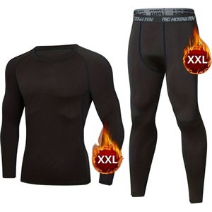 Livano Thermokleding - Thermo - Thermoshirt - Thermobroek - Beenverwarmers - Heren - Fleece - Set - Broek + Shirt - Grijs - Maat XL