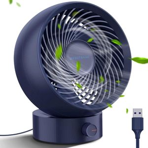 Tafelventilator Stil Draagbaar USB Ventilator Mini USB Desktop Ventilator 180° Variabele Snelheid & 20° Rotatiehoek - Thuis Kantoor Blauw