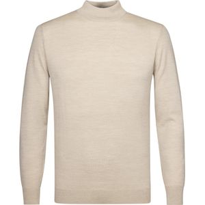 Profuomo heren trui wol - slim fit trui met turtleneck - beige - Maat: XL