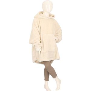 Apollo - Oversized Hoodie Kids - Beige - Effen - One Size - Hoodie jongens - Hoodie deken - Hoodie Meisjes