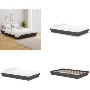 vidaXL Bedframe massief hout grijs 120x190 cm 4FT Small Double - Bedframe - Bedframes - Tweepersoonsbed - Bed