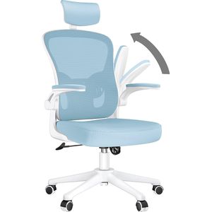 Bureaustoel - Ergonomische Fauteuil met 2D Armleggers, Hoogte Hoofdsteun Lendensteun Verstelbare Rugleuning Blauw