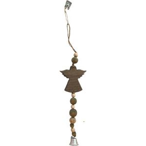 Hanger - Met belletje - Engel - Multicolor - Hout / Metaal - h 38 cm