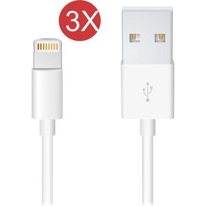 3x Lightning USB Kabel geschikt voor iPhone / iPad Oplader Kabel - Oplaadkabel 1 Meter