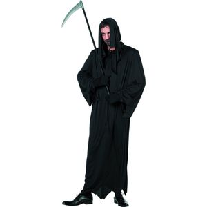 Wilbers & Wilbers - Beul & Magere Hein Kostuum - Grimmige Zwarte Dood - Man - Zwart - Maat 52 - Halloween - Verkleedkleding