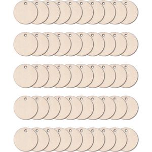 50 stuks houten schijven met gat - 3 cm diameter - knutsel houten schijven - doe-het-zelf handwerk - hangende decoratie - schilderen - sleutelhangers Houten schijf