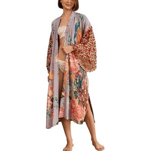 Vrouwen Zomer Lange Kaftan Maxi Bohemian Jurk – Strand Cover-up Jurk, Ruime Kimono, Eén Maat