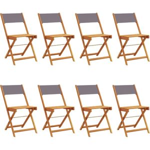 vidaXL Tuinstoelen 8 st inklapbaar massief hout en stof antracietkleur - Tuinstoel - Tuinstoelen - Inklapbare Tuinstoel - Tuin Stoel