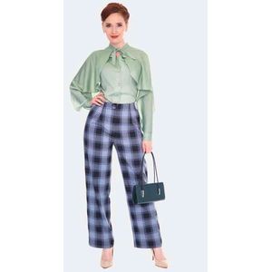 Voodoo Vixen - Grey Plaid Broek rechte pijpen - XL - Grijs