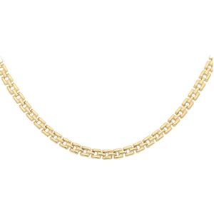 Glow 102.8330.43 Dames Ketting - Collier - Sieraad - Schakelketting - Zilver - Goudkleurig - 925 Zilver - Fantasie - 2 mm breed - 43 cm lang