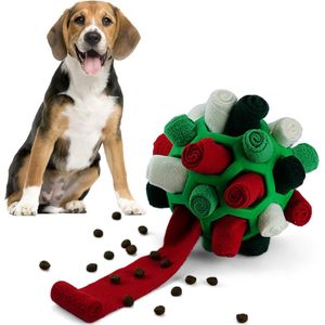 Snuffelbal voor honden, snuffeltapijt, snuffelspeelgoed, interactief hondenspeelgoed, draagbaar huisdier, snuffle bal, speelgoed voor kleine, middelgrote honden en huisdieren (groene kerst)