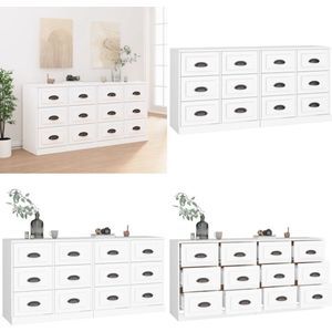 vidaXL Dressoirs 2 st bewerkt hout wit - Dressoir - Dressoirs - Kast - Dressoirkast