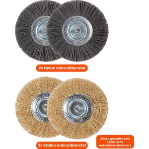 Universele borstelset voor elektrische onkruidborstel - Set van 2 - Onkruidverwijderaar - Onkruidverdelger - Stalen en Nylon borstel - 11cm - Voegenborstel - Grastrimmer