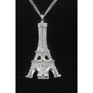 Zilveren Eiffeltoren XL ketting hanger