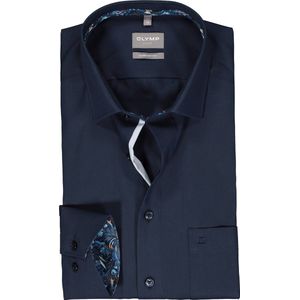 OLYMP comfort fit overhemd - popeline - donkerblauw - Strijkvrij - Boordmaat: 45