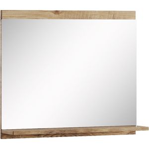 Badplaats Badkamerspiegel Montreal 60 x 12 x 50 cm - Kastanje Eiken - Spiegel met Houten Frame en Planchet