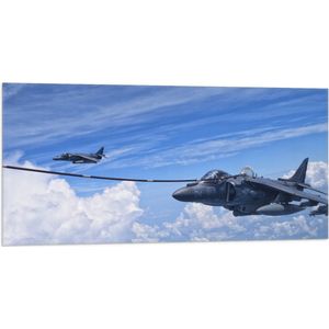WallClassics - Vlag - Gevechtsvliegtuig hoog in de Lucht - 100x50 cm Foto op Polyester Vlag
