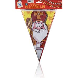 Vlaggenlijn 'Welkom Sint' - Sinterklaas - Rood / Geel - Kunststof - 3 Meter - Schoencadeautjes sinterklaas