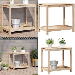 vidaXL Oppottafel met schap 82,5x50x75 cm massief grenenhout - Oppottafel - Oppottafels - Tuinwerktafel - Ompottafel