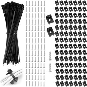 Kabelbinderbevestiging 200 stuks - zwart - kabelbinders zadelhouder - kabelmanagement - kabelklemmen - schroefbasis - nylon zadelhouder