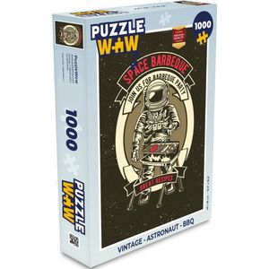 Puzzel Vintage - Astronaut - BBQ - Legpuzzel - Puzzel 1000 stukjes volwassenen