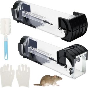 Humane Muizenvallen Set - 2 Stuks met Borstel en Handschoenen - Herbruikbare Knaagdier Vallen voor Binnen en Buiten