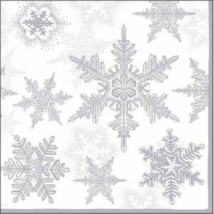 20x Servetten winter sneeuwvlokken thema wit/zilver 33 x 33 cm -  papieren diner / buiten BBQ / gourmet servetten