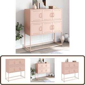 vidaXL Dressoir 100,5x39x107 cm staal roze