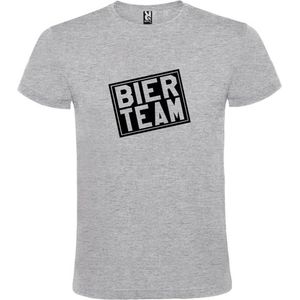Grijs  T shirt met  print van ""Bier team "" print Zwart size XL