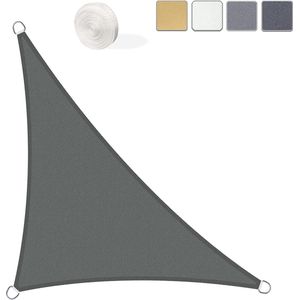 Driehoekige waterafstotende parasol 3x3x4,25m - Weerbestendige zonwering van PES polyester met UV-bescherming voor terrassen, balkon, tuin en voortent - Grijs/antraciet