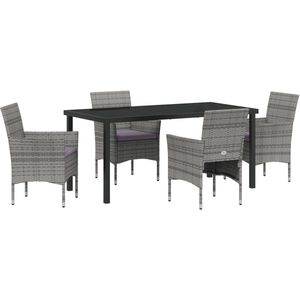 vidaXL - 5 - Delige - Tuin - Eetset - Grijs - Poly - Rattan