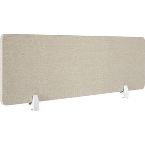 tectake® - Bureauscherm scheidingswand Noisy -160 x 40 cm - beige - met geluidsabsorberende PET-kern, Inclusief 2 bevestigingsklemmen