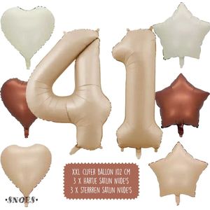 Snoes XXL Cijfer ballon 41 – Nude Kleur Satijn Caramel Nummerballon
