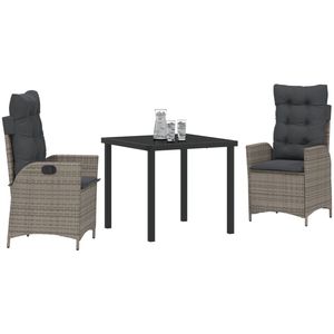 vidaXL - Set - van - 2 - Grijs - PE - rattan - Standaard - Afneembare - hoezen
