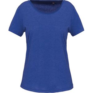 Kariban Bio dames-t-shirt kraag met onafgewerkte rand korte mouwen K399 - Ocean Blue Heather - XL